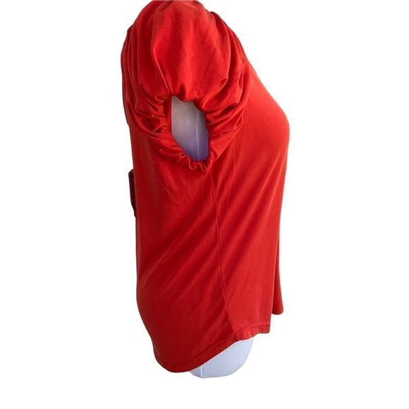 Lucky Brand Deep Rust Orange Loose Fit Ruched Cap Sleeve Rayon Top XS NWT - Picture 2 of 7